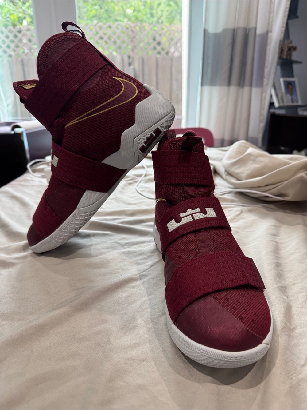 Nike Men’s Maroon High-Top Basketball Shoes with Gold Swoosh